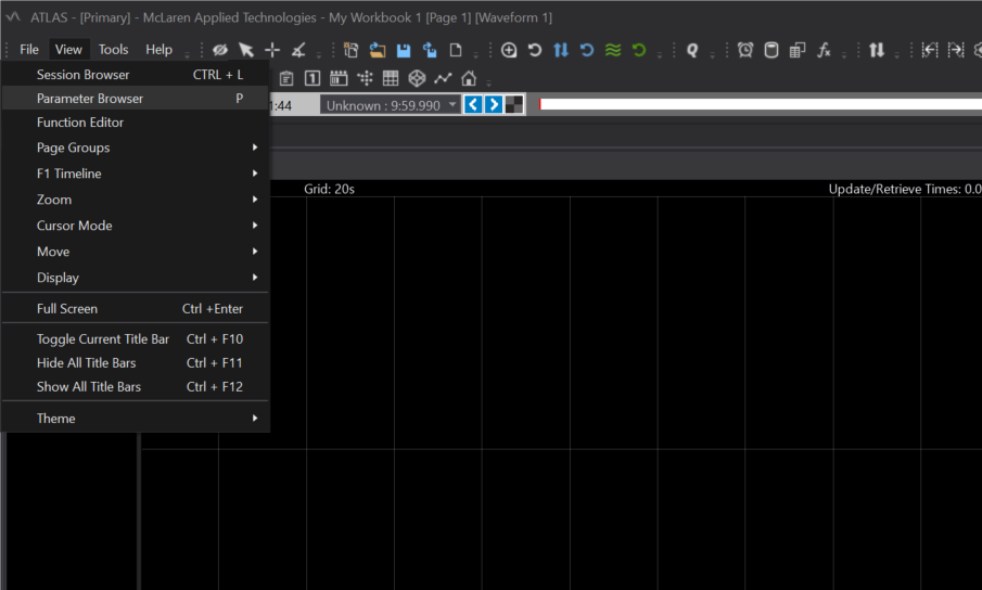 ATLAS Parameter Browser menu