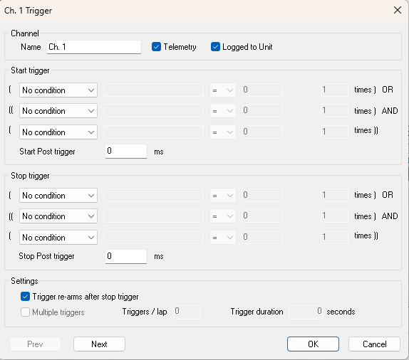Channel Trigger Dialog