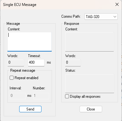 Single ECU Message Dialog